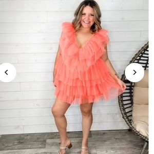 White Birch Coral tulle Dress